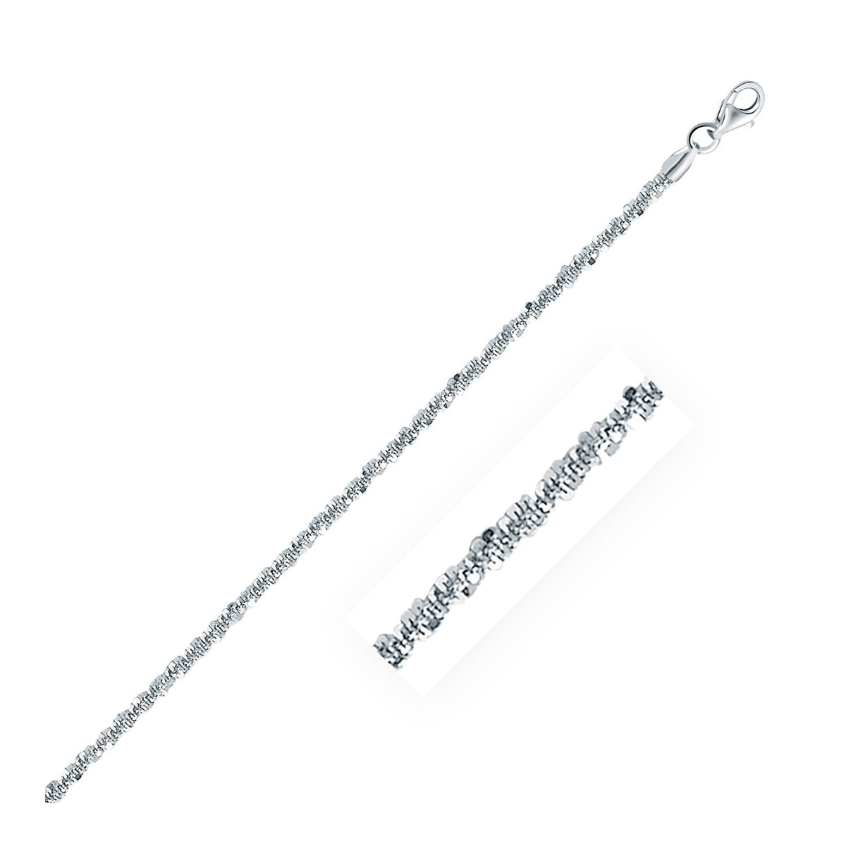 Rhodium Plated Sterling Silver Sparkle Style Chain