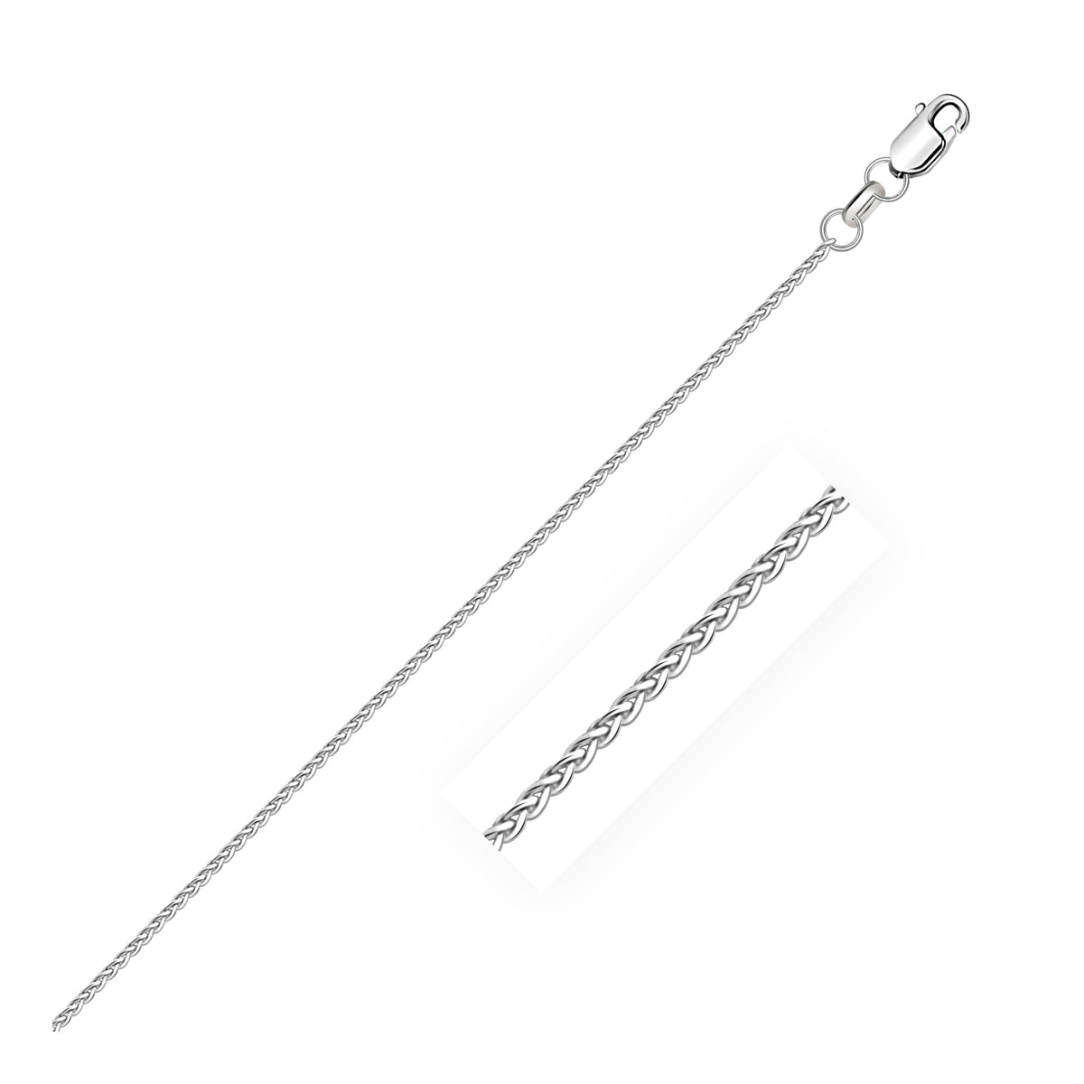 14k White Gold Diamond Cut Round Wheat Chain