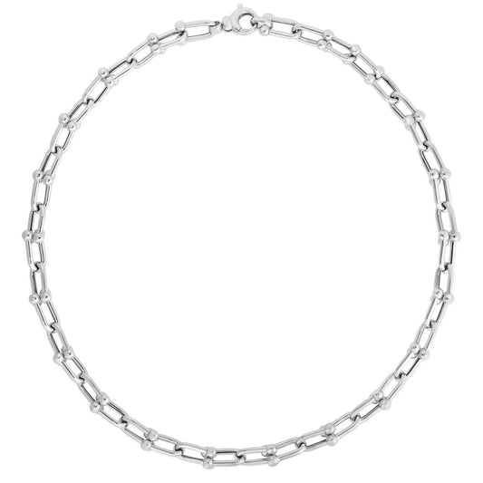 Sterling Silver Rhodium Plated Jax Link Bead Chain (9.30 mm)
