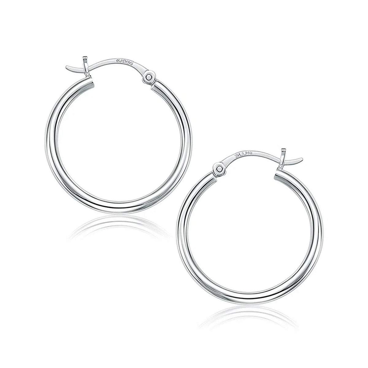 14k White Gold Polished Hoop Earrings