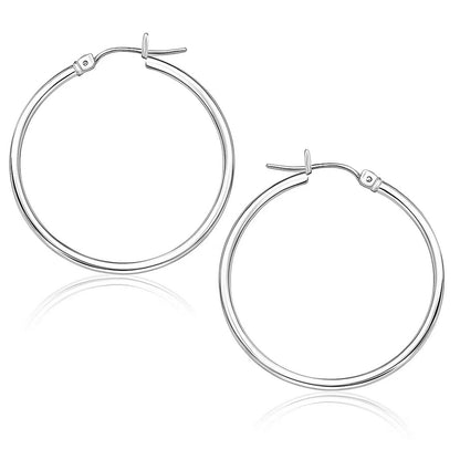 14k White Gold Polished Hoop Earrings