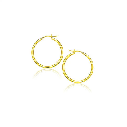 14k Yellow Gold Polished Hoop Earrings