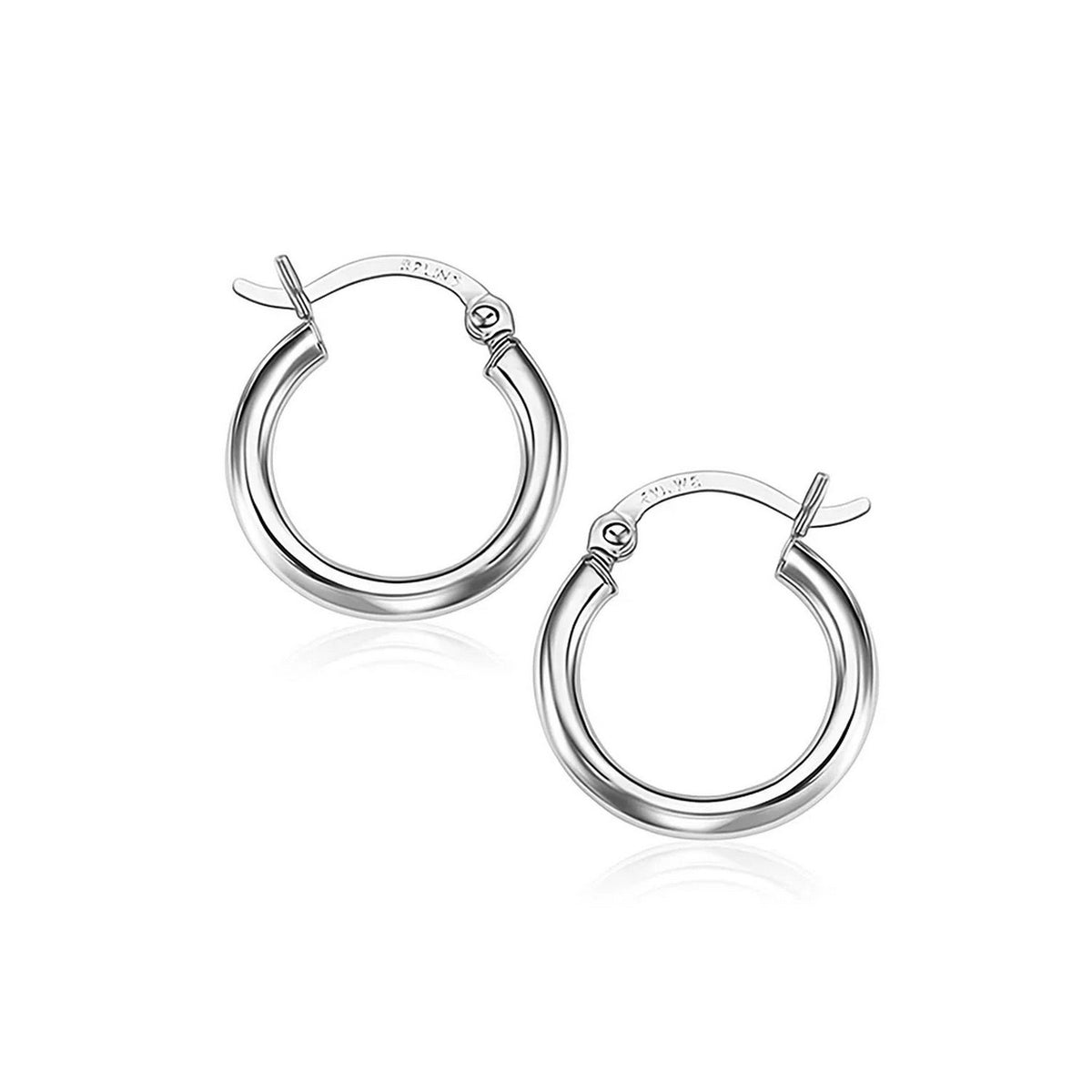 14k White Gold Polished Hoop Earrings