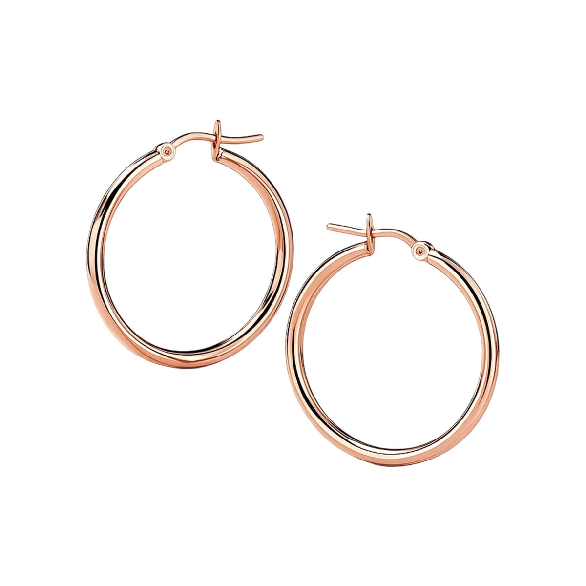 14k Rose Gold Polished Hoop Earrings
