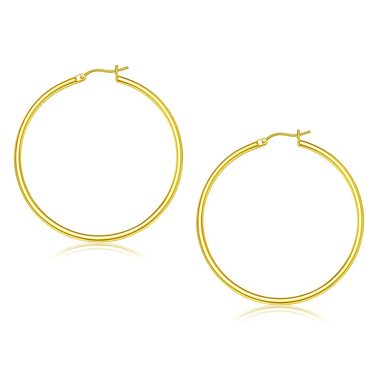 14k Yellow Gold Polished Hoop Earrings