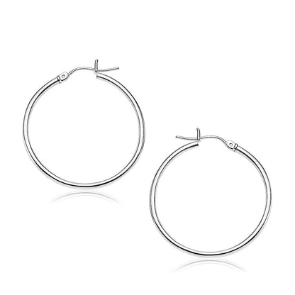 14k White Gold Polished Hoop Earrings