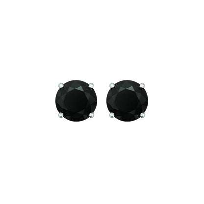 14k White Gold Stud Earrings with Black Faceted Cubic Zirconia
