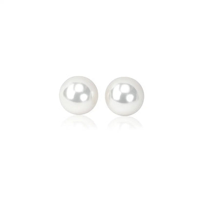 14k Yellow Gold Freshwater Cultured White Pearl Stud Earrings