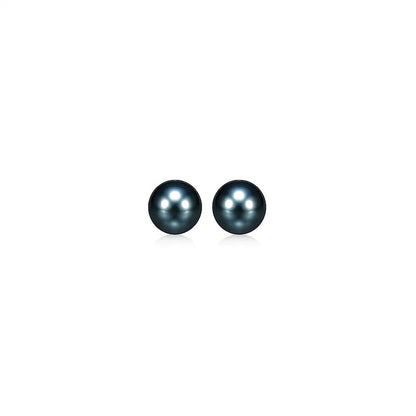 14k Yellow Gold Cultured Black Pearl Stud Earrings