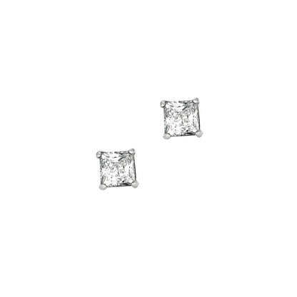 Sterling Silver Princess CZ Stud Earrings
