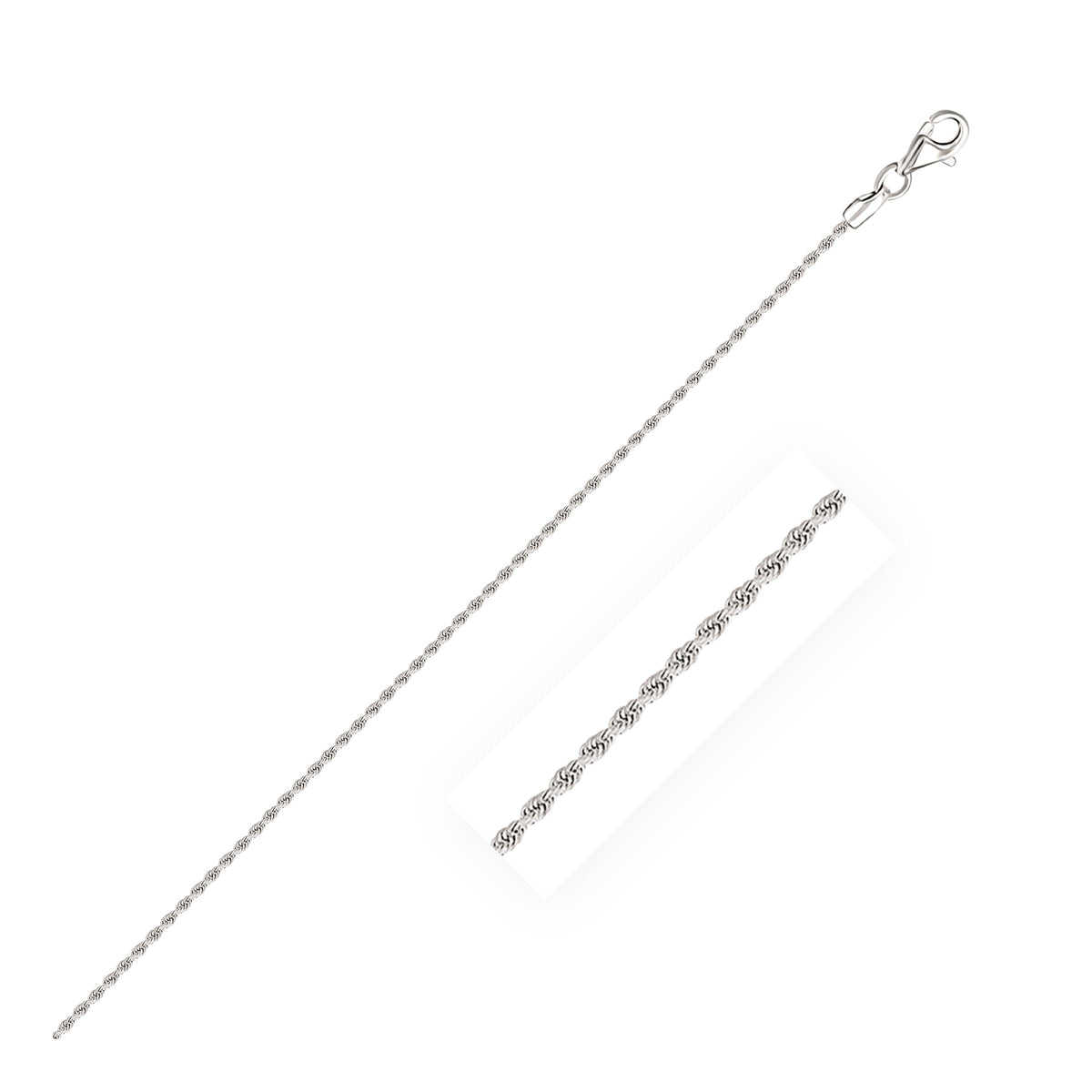 14k White Gold Solid Diamond Cut Rope Bracelet