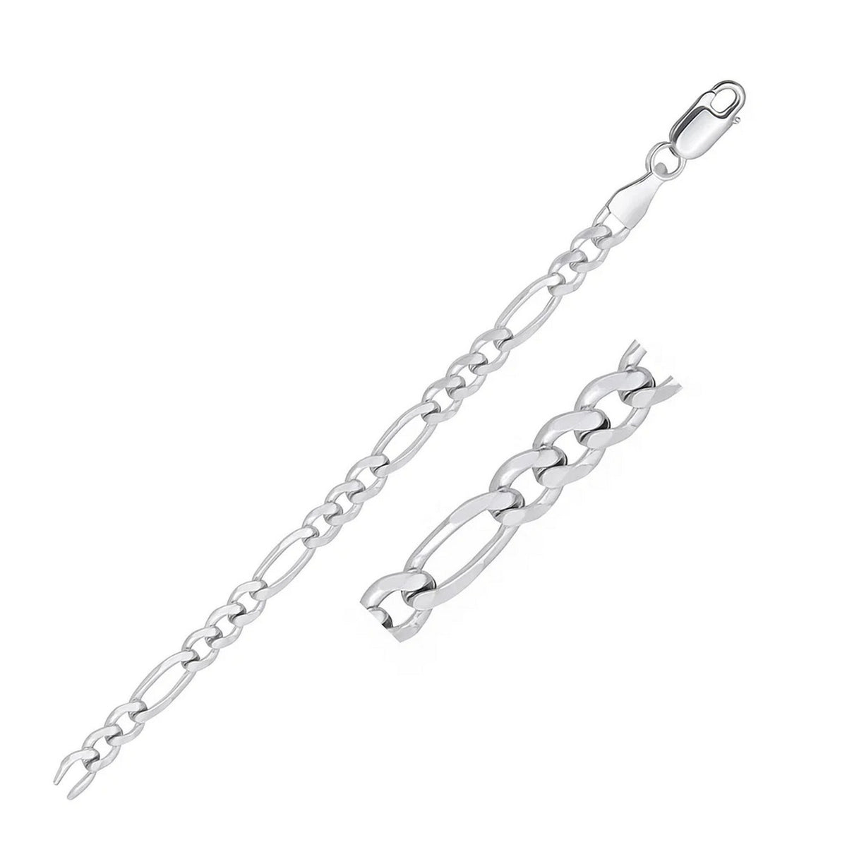 14k White Gold Solid Figaro Chain