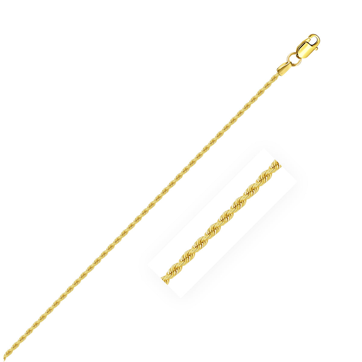 14k Yellow Gold Solid Rope Chain