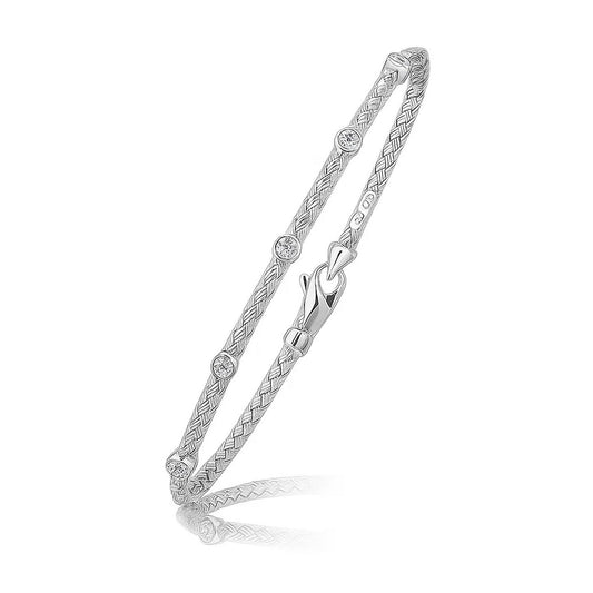 Cinq Éclat Basket-Weave Bracelet — 14K White Gold, 3.00 mm