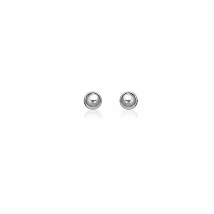 14k White Gold Classic Round Stud Earrings