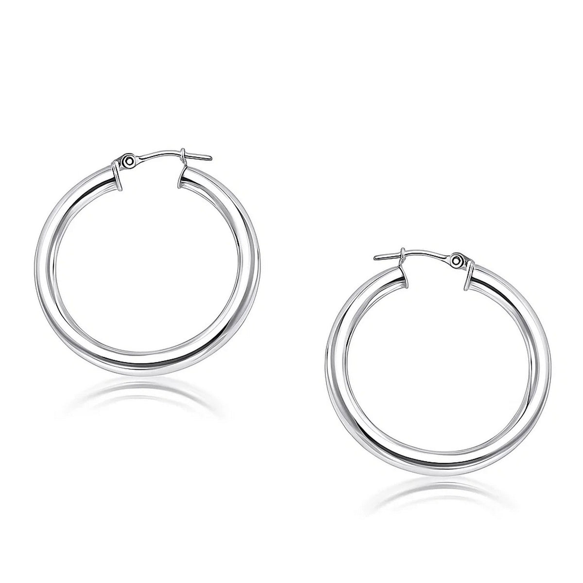 14k White Gold Polished Hoop Earrings