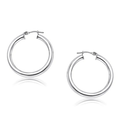 14k White Gold Polished Hoop Earrings