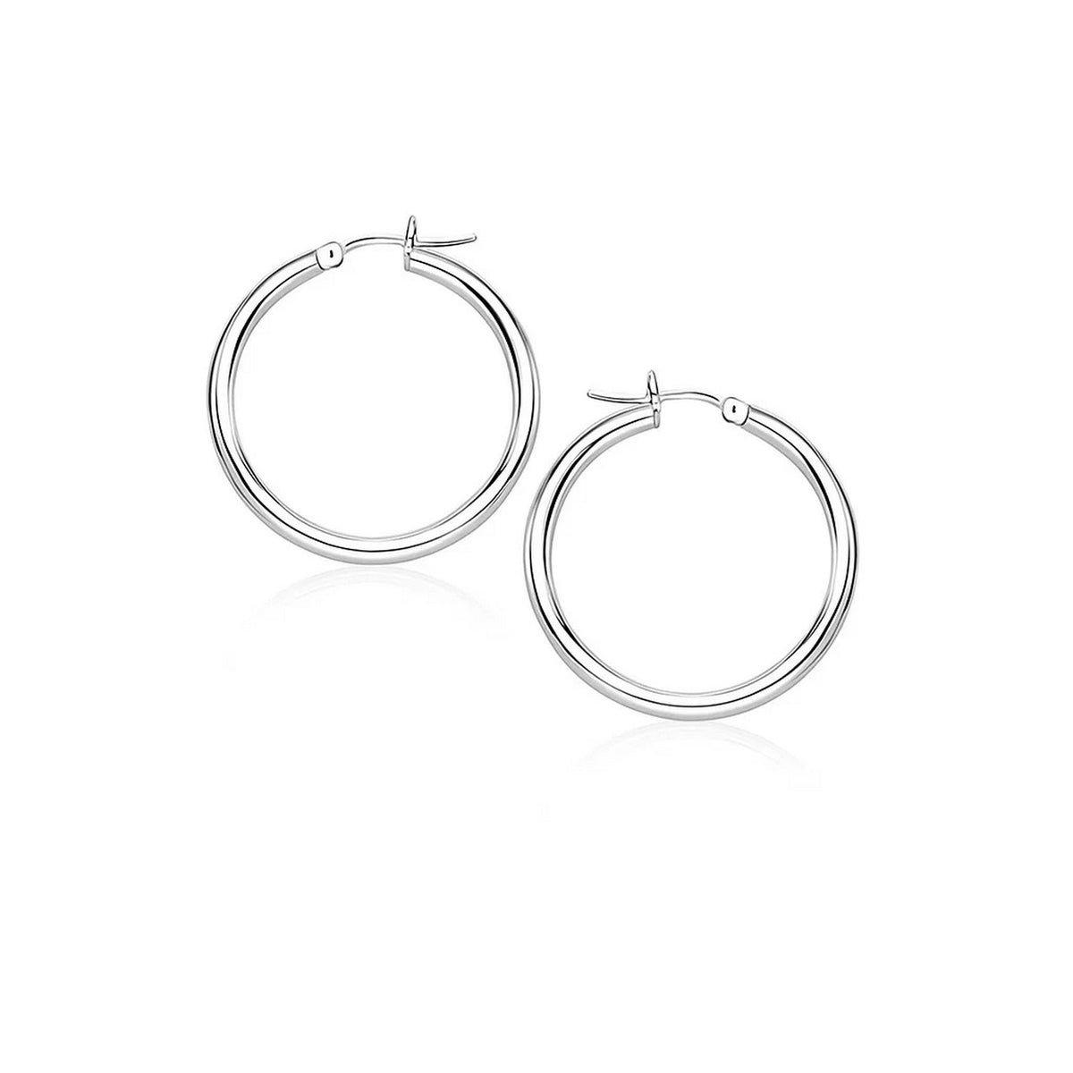 14k White Gold Polished Hoop Earrings