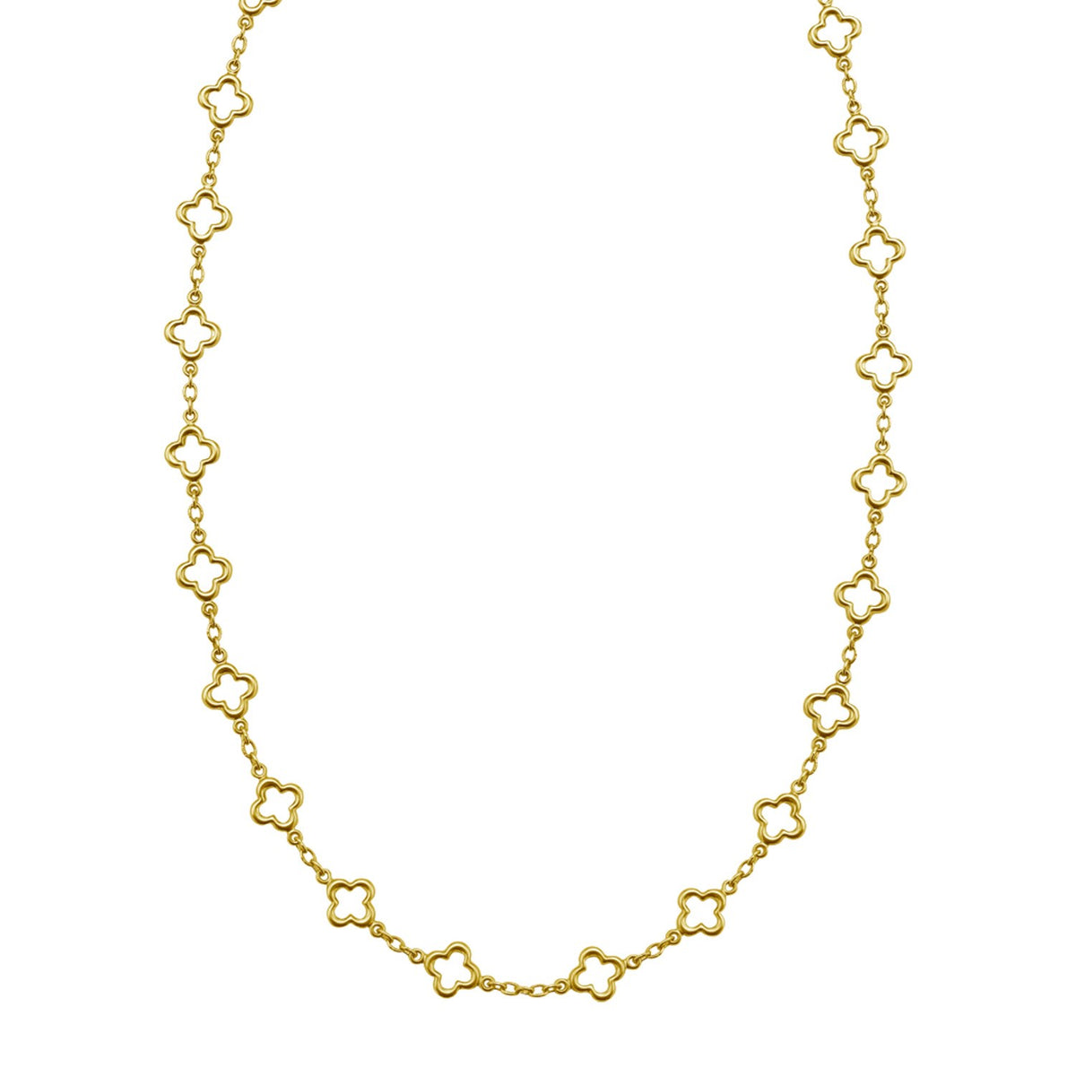 14K Yellow Gold Clover Link Necklace (7.00 mm)