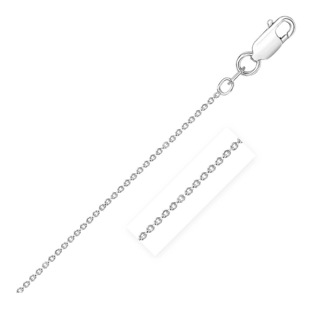 Sterling Silver Rhodium Plated Round Cable Chain