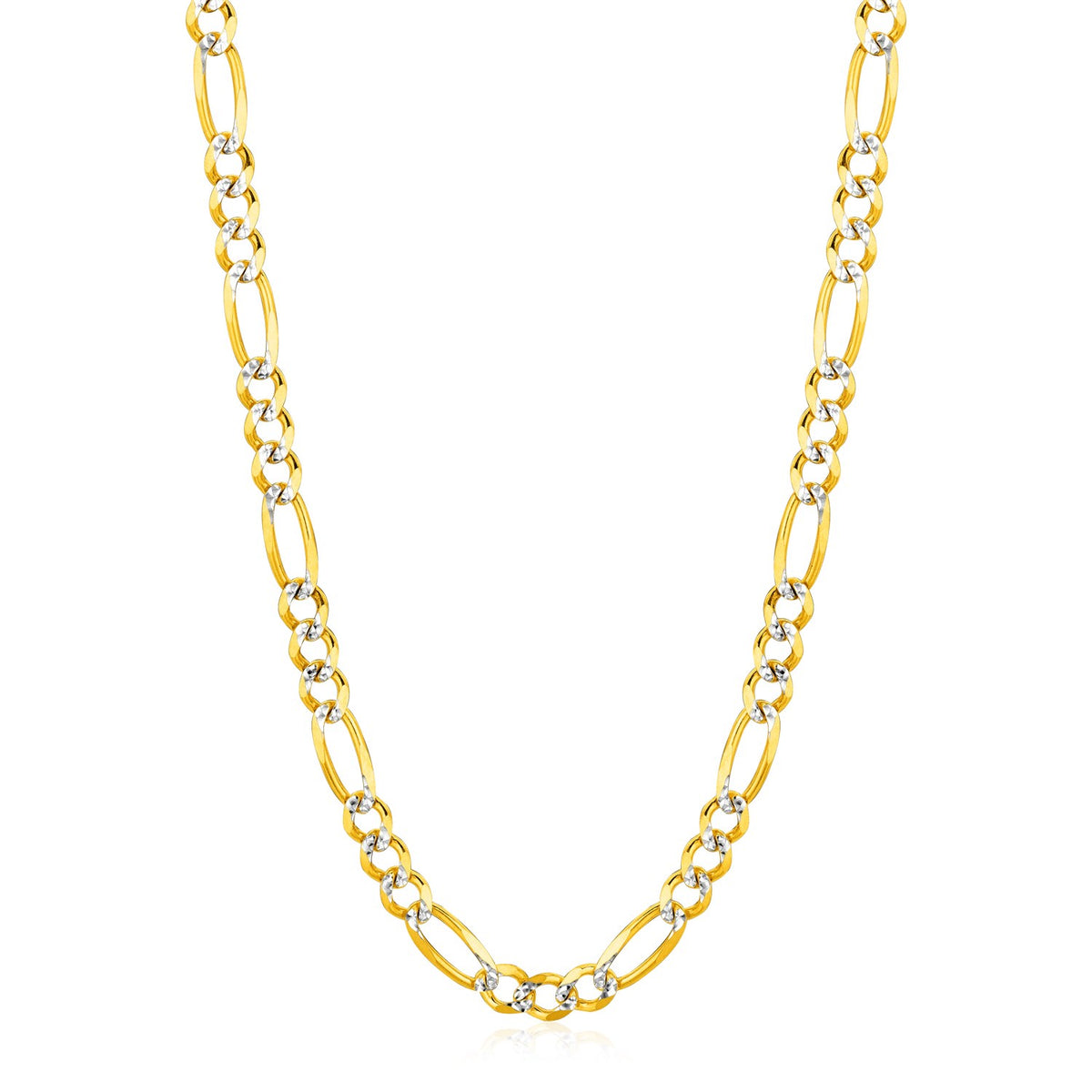14K Yellow Gold Solid Pave Figaro Chain