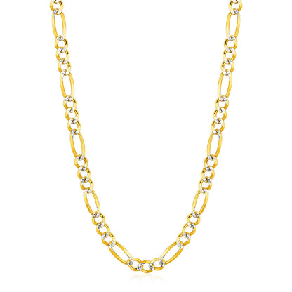 14K Yellow Gold Solid Pave Figaro Chain