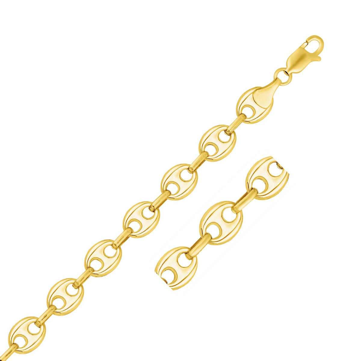 14k Yellow Gold Puffed Mariner Link Bracelet
