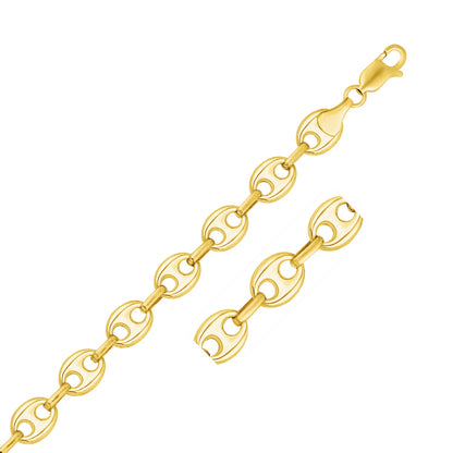 14k Yellow Gold Puffed Mariner Link Bracelet