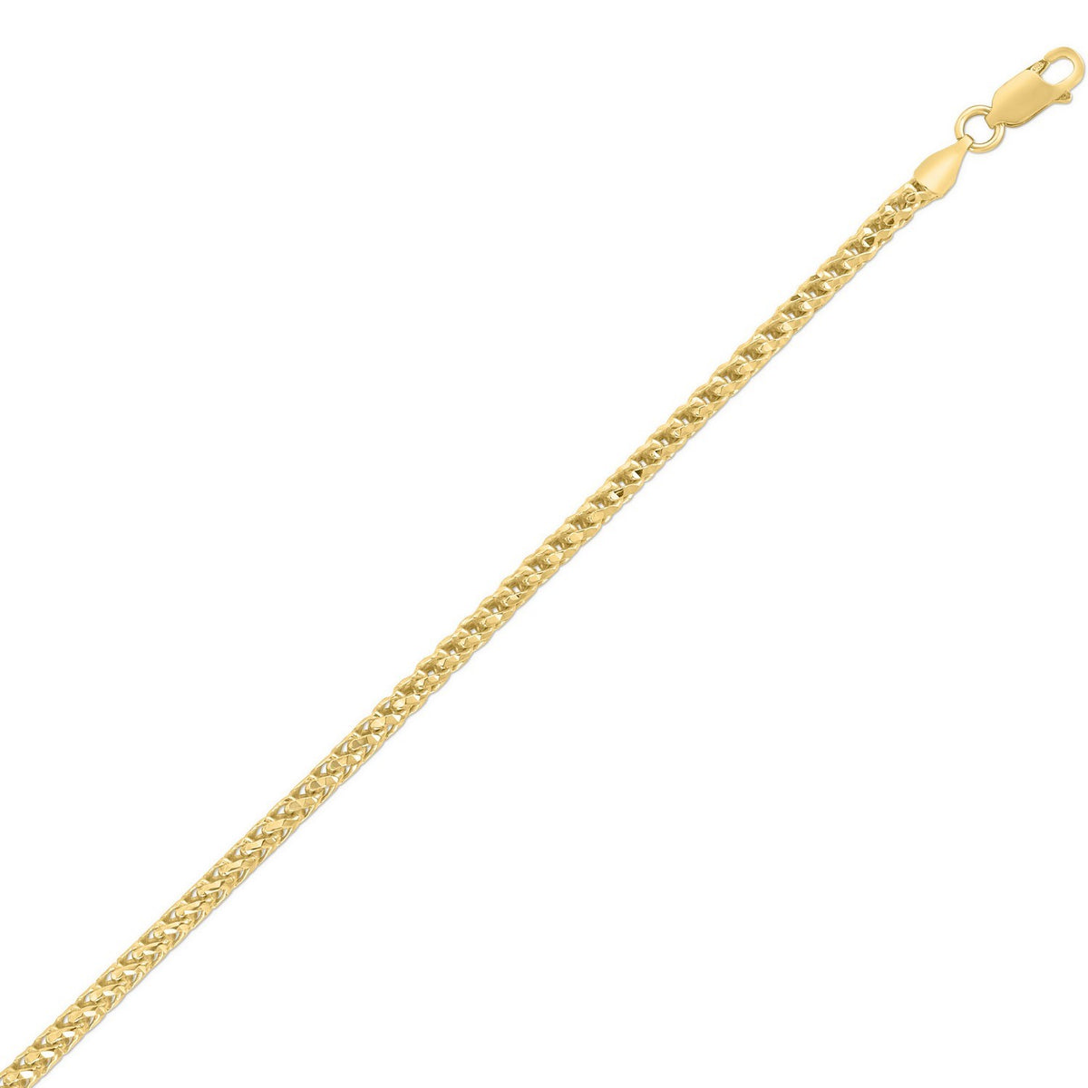 Sterling Silver Yellow Gold Plated Diamond Cut Franco Chain