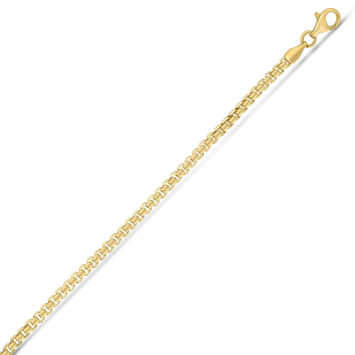 Sterling Silver Yellow Gold Plated Round Box Chain