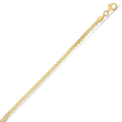 Sterling Silver Yellow Gold Plated Round Box Chain