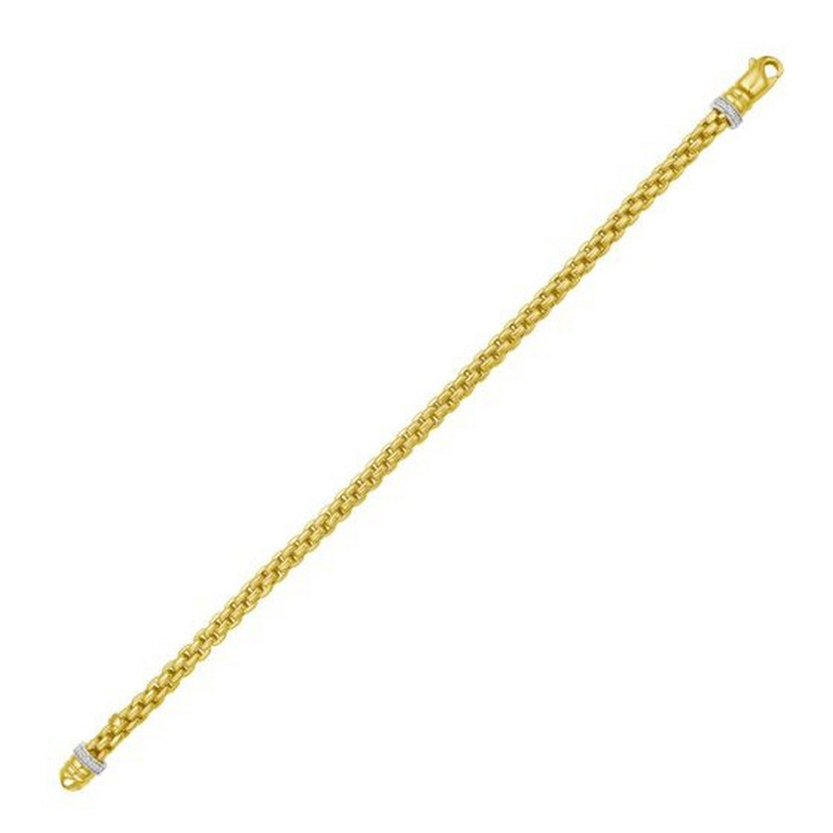 14K Yellow Gold Venetian Link Diamond Accented Clasp Bracelet
