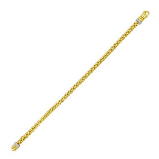 14K Yellow Gold Venetian Link Diamond Accented Clasp Bracelet