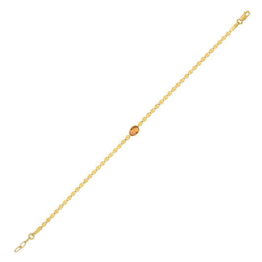 14K Yellow Gold Citrine Mirrored Chain Bracelet (2.20 mm)