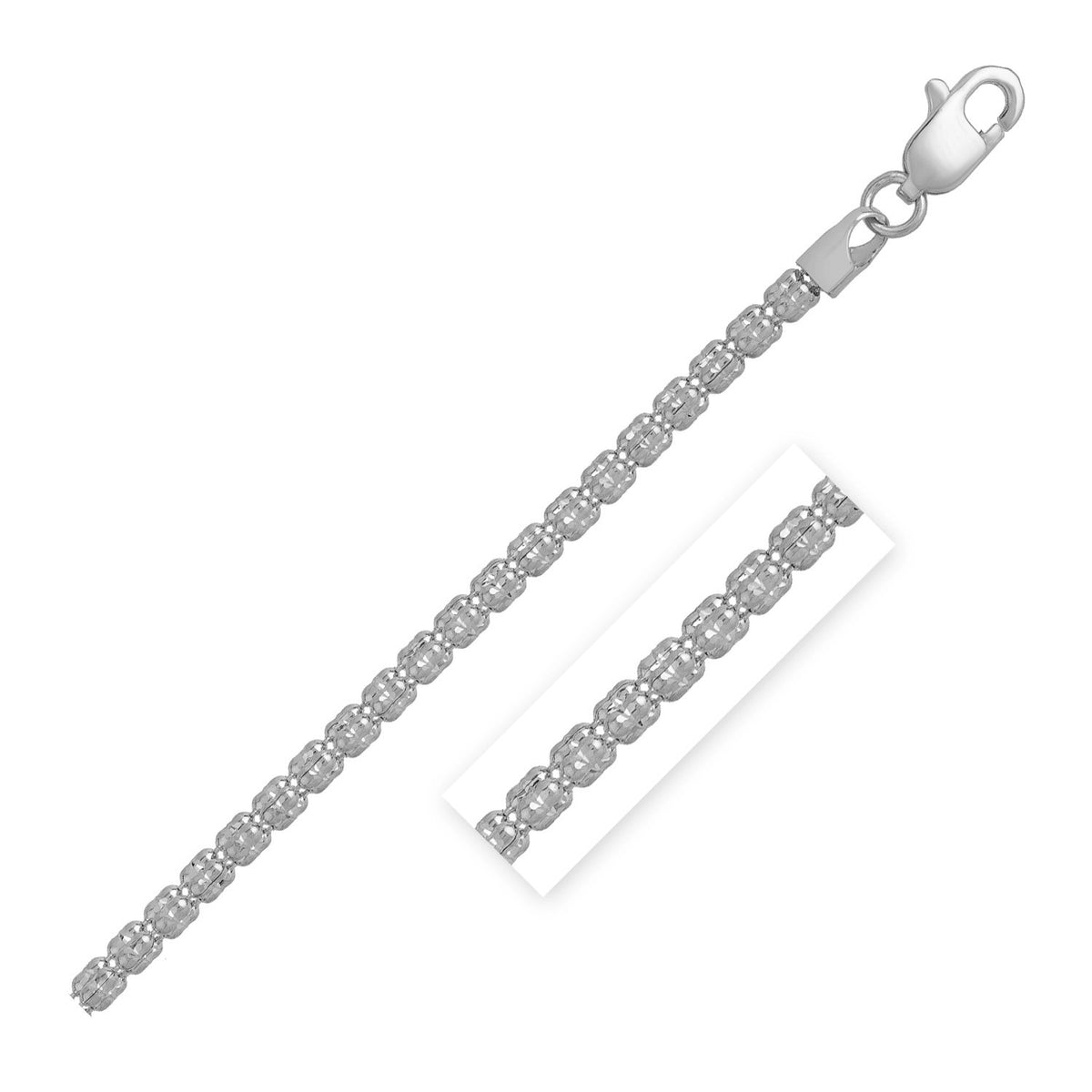Ice Barrel Chain in 14k White Gold