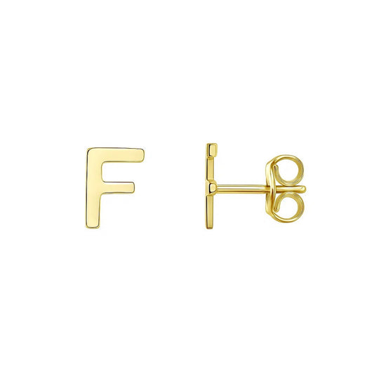 Yours Truly Initial F Studs — 14K Yellow Gold