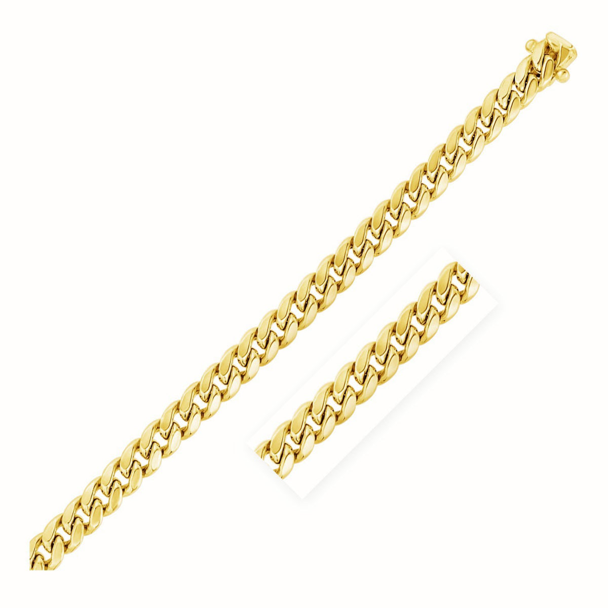14k Yellow Gold Semi Solid Miami Cuban Chain