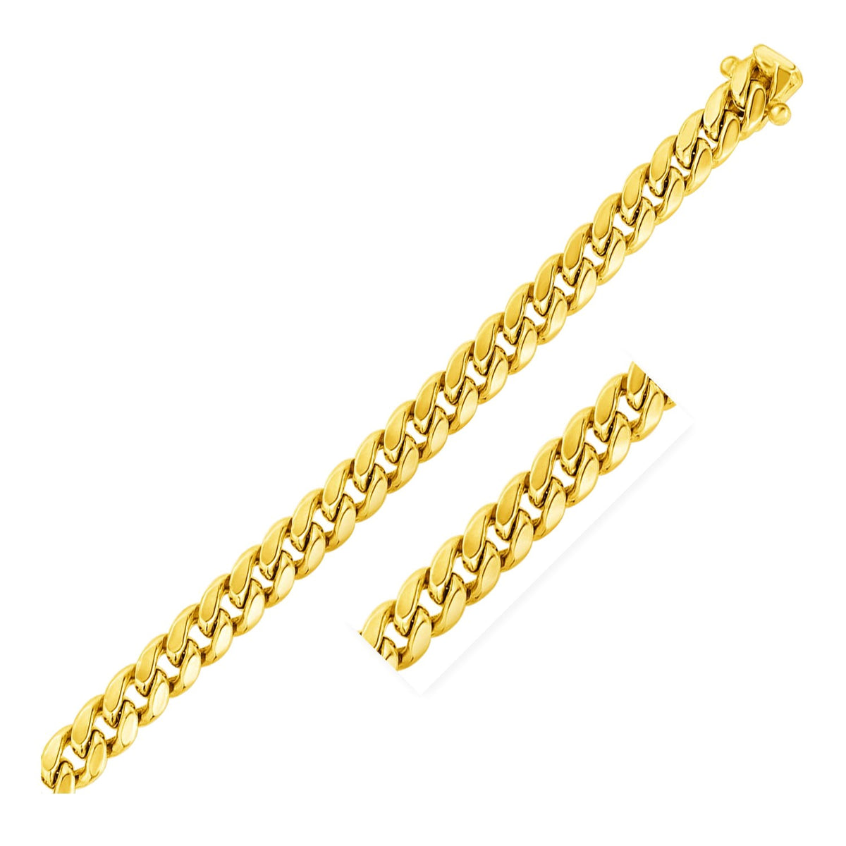10k Yellow Gold Semi Solid Miami Cuban Chain