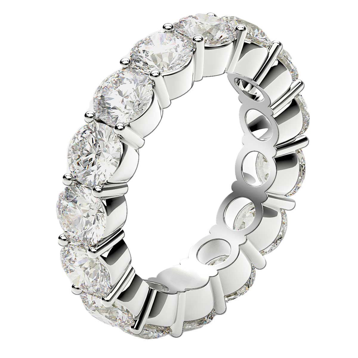Round Cut Lab Grown Diamond Eternity Ring in 14k White Gold (5 cttw FG/VS2) RCJ Rings  CELESTIA LUXE JEWELLERS