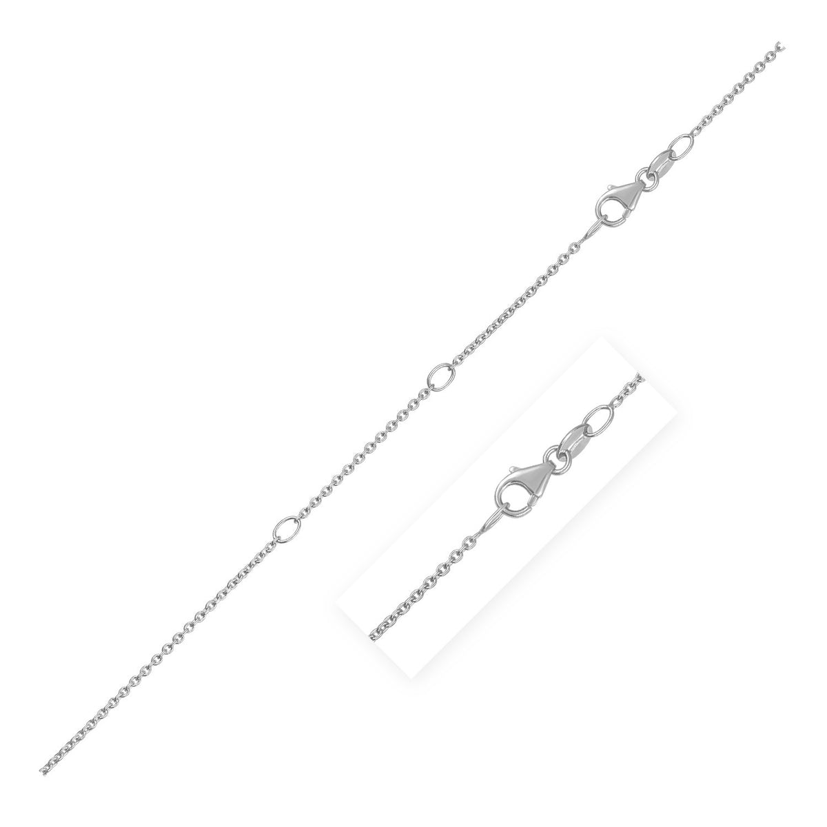 Double Extendable Diamond Cut Cable Chain in White Gold