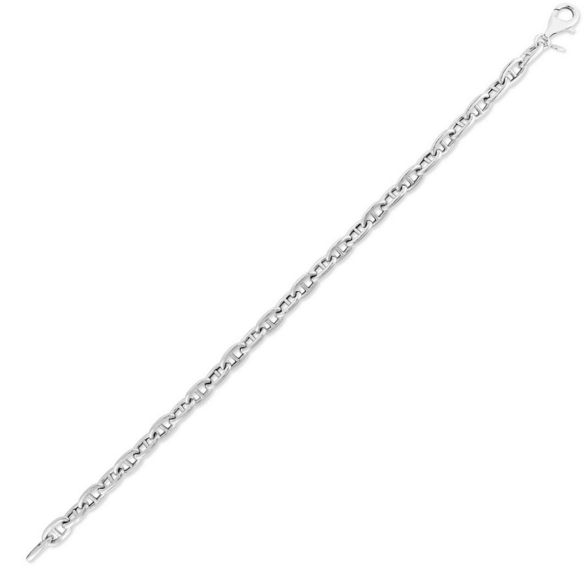 Sterling Silver Rhodium Plated Puffed Mariner Bracelet