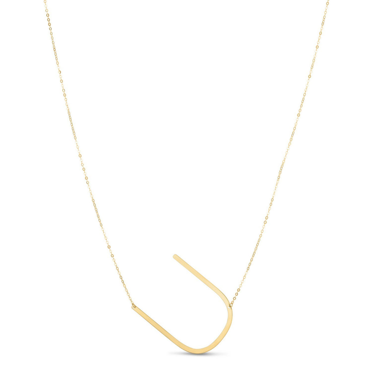 14K Yellow Gold Yours Truly Large Initial U Necklace