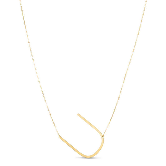 14K Yellow Gold Yours Truly Large Initial U Necklace