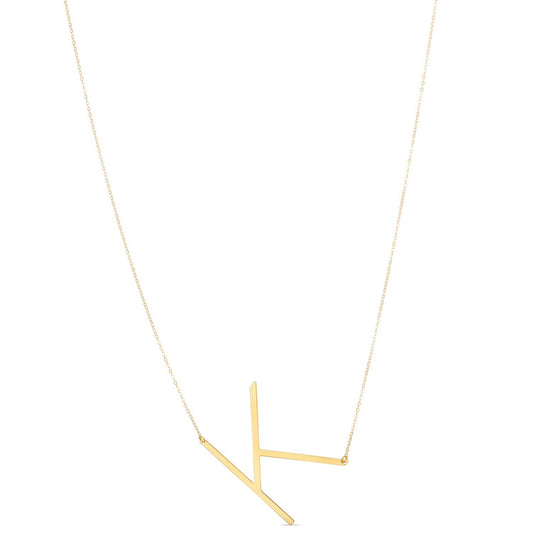 14K Yellow Gold Yours Truly Large Initial K Necklace