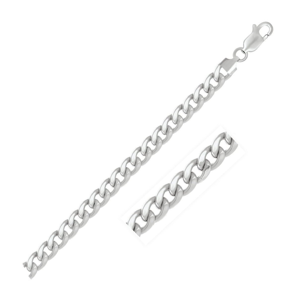 14k White Gold Miami Cuban Semi Solid Chain