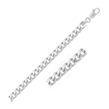 14k White Gold Miami Cuban Semi Solid Chain