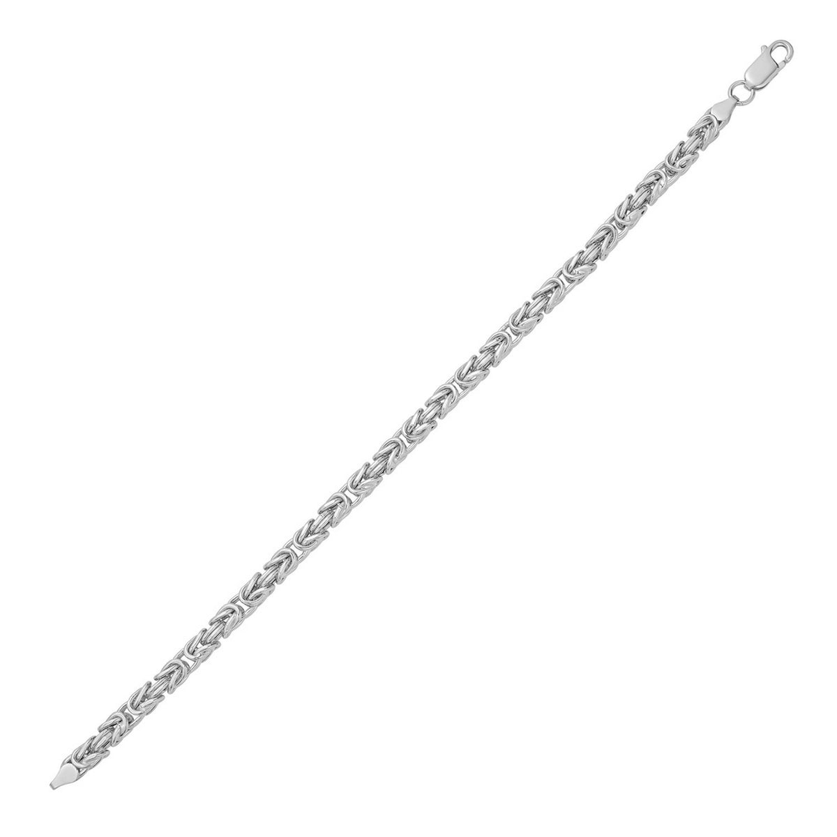 Sterling Silver Rhodium Plated Lite Square Byzantine Chain