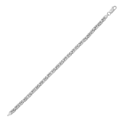 Sterling Silver Rhodium Plated Lite Square Byzantine Chain
