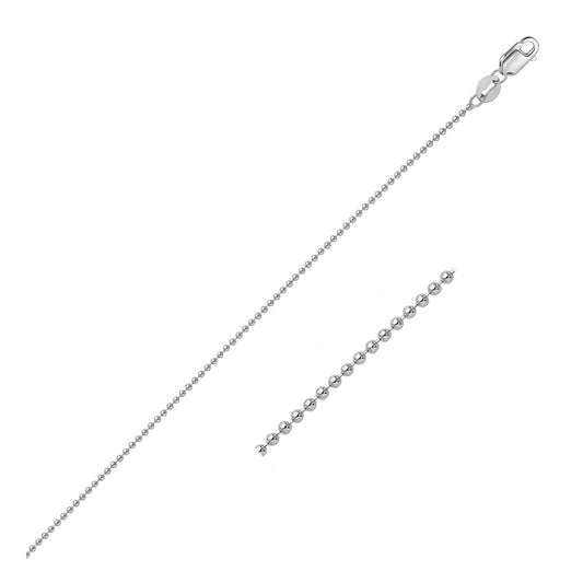 14k White Gold Bead Chain 1.0mm — CELESTIALUXEJEWELLERS