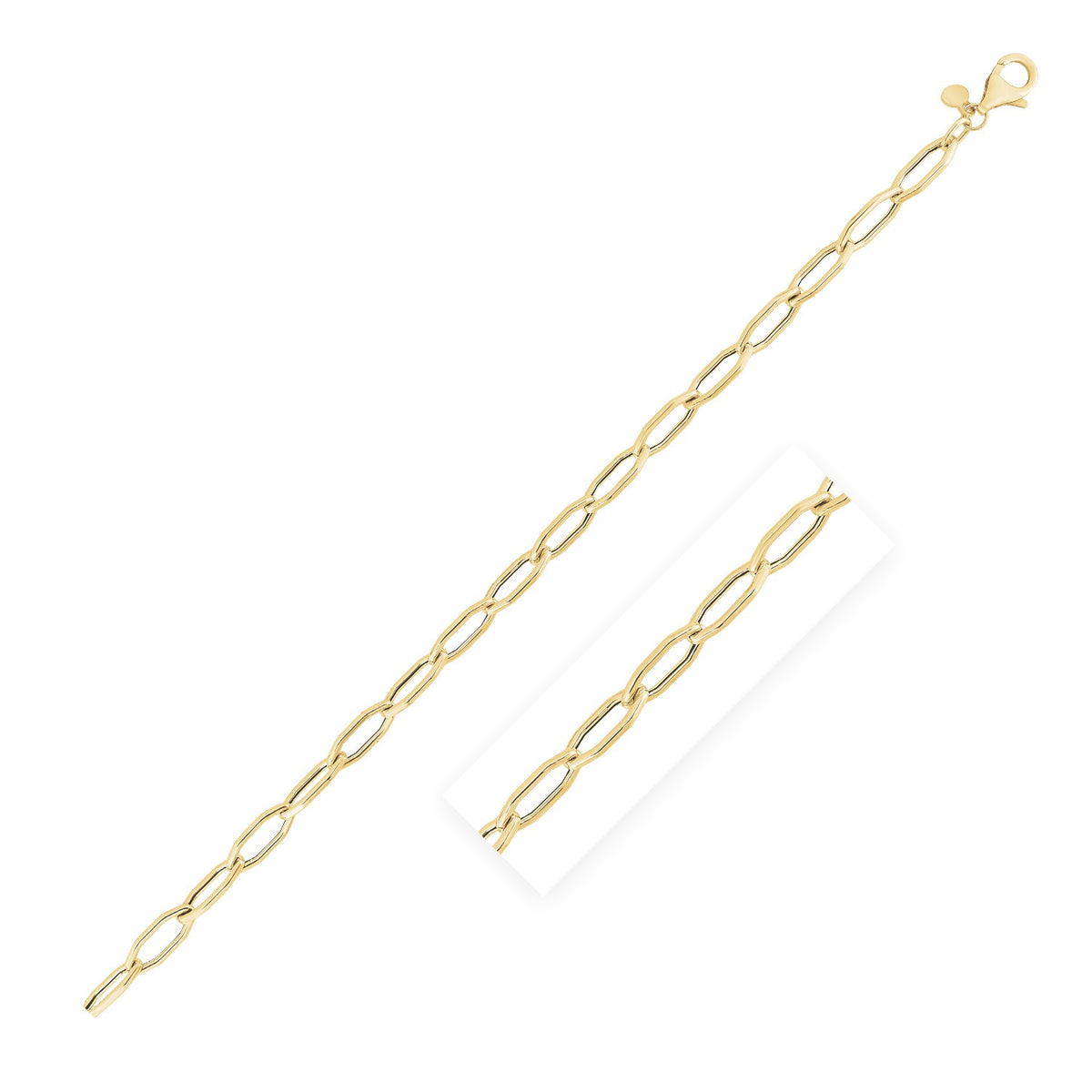 14k Yellow Gold High Polish Hexagon Link Bracelet
